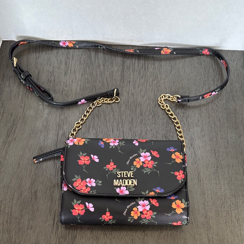 Steve Madden Black Floral Crossbody Bag - Picture 3 of 5